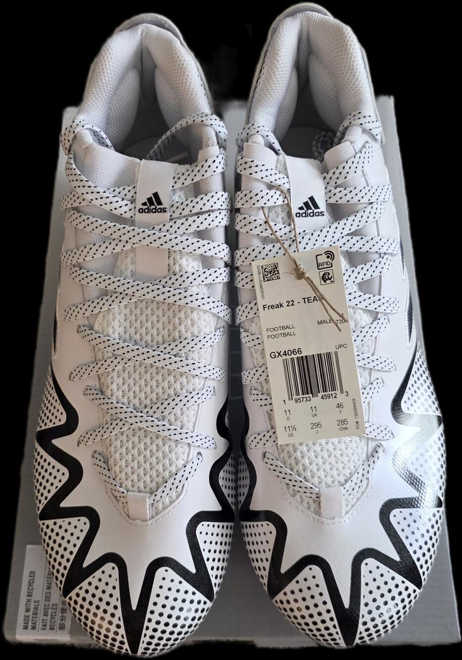 (SZ 11.5) Adidas Freak 22 Team Football Cleats White Black GX4066 Men’s N.I.B